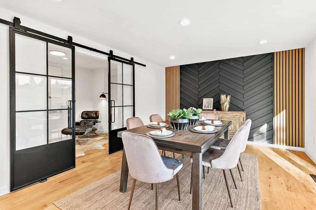 Interior accent wall made out of paneled trims