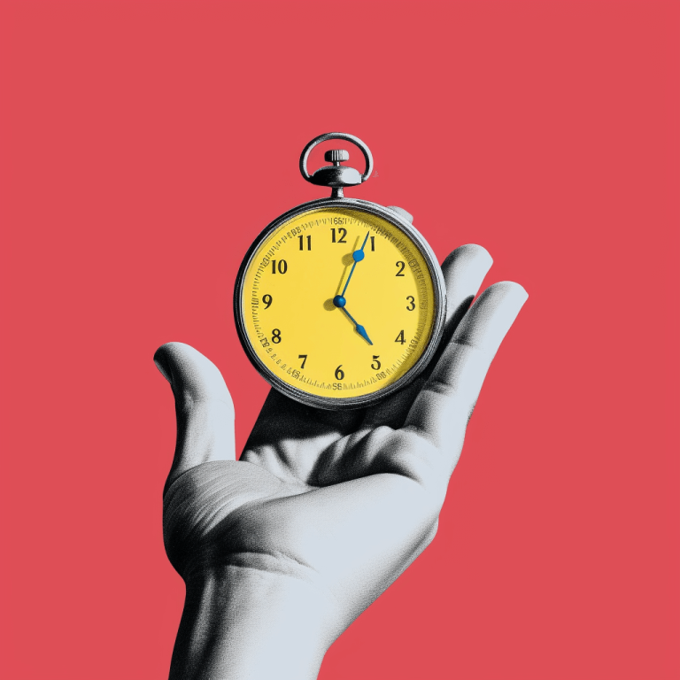 A painter holding a clock meaning that it can safe time to its client