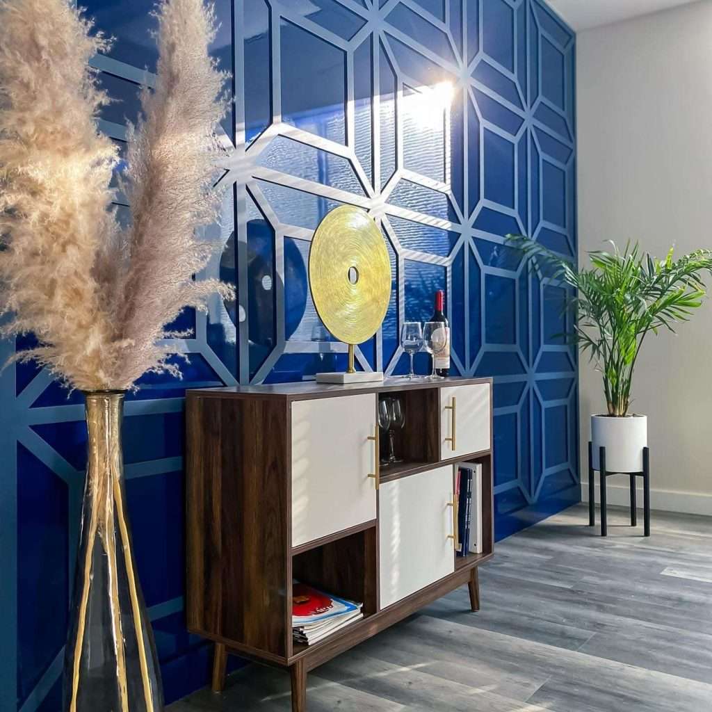 High-gloss accent wall, featuring Fine Paints of Europe finish