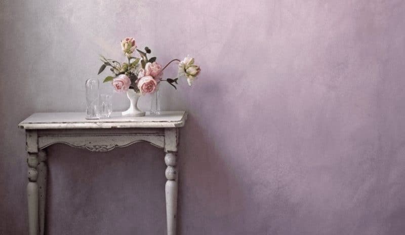 Pink Venetian Plaster wall in the living room