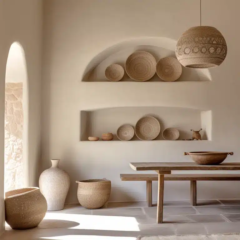 Interior walls covered with Tadelakt finish