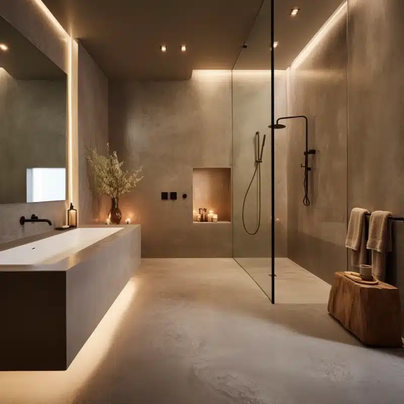 Tadelakt walls and ceiling in the bathroom