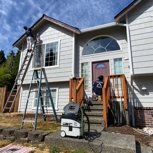 Painting process of a house in Seattle