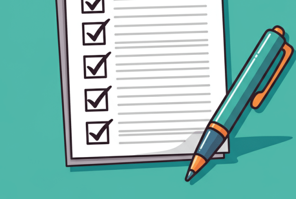 a clipboard with a pen and checklist