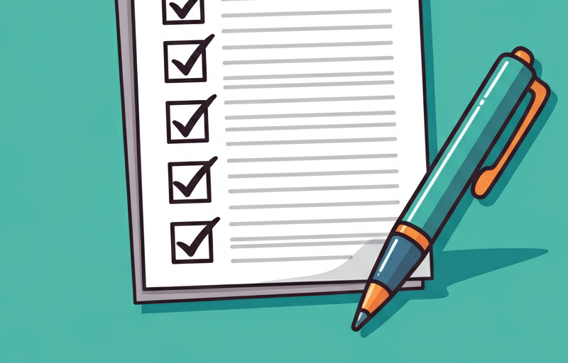a clipboard with a pen and checklist